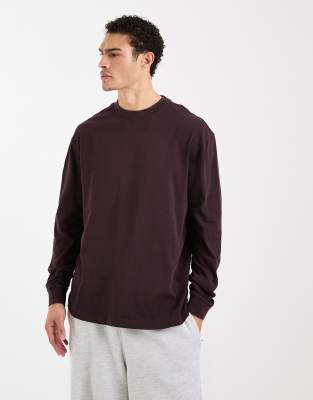 4505 Icon Heavyweight Cotton Oversized Long Sleeve T-shirt With Quick-dry Finish In Brown