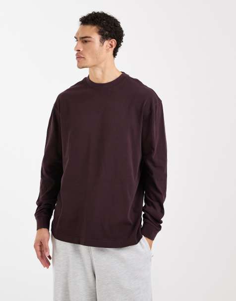 4505 Icon heavyweight cotton oversized long sleeve t-shirt with quick dry finish in washed brown