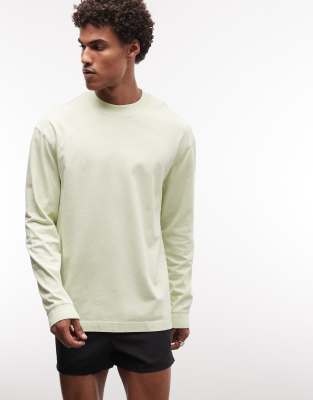 4505 Icon Heavyweight Cotton Oversized Long Sleeve T-shirt With Quick Dry Finish In Green