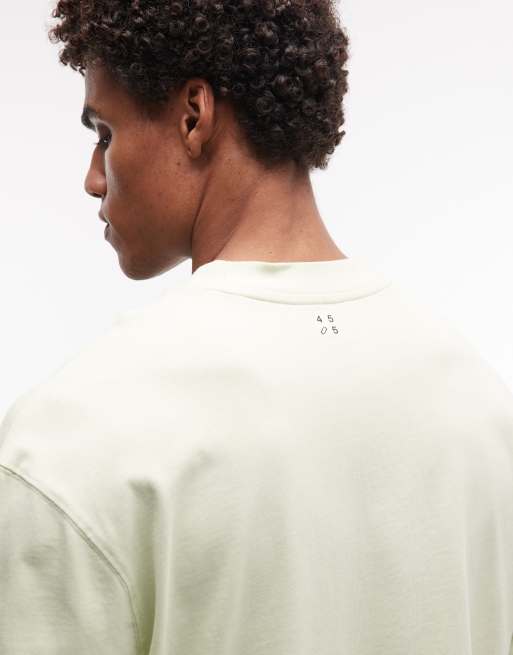 4505 Icon heavyweight cotton oversized long sleeve T-shirt with quick dry finish in washed pistachio, 2 of 5