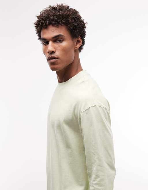 4505 Icon heavyweight cotton oversized long sleeve T-shirt with quick dry finish in washed pistachio, 3 of 5