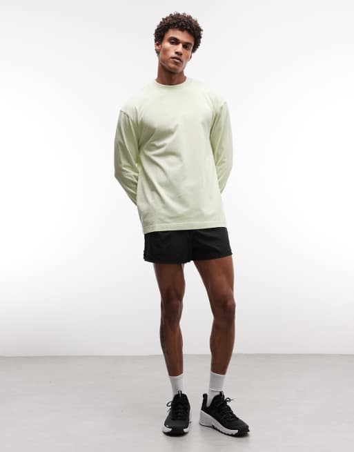 4505 Icon heavyweight cotton oversized long sleeve T-shirt with quick dry finish in washed pistachio, 5 of 5