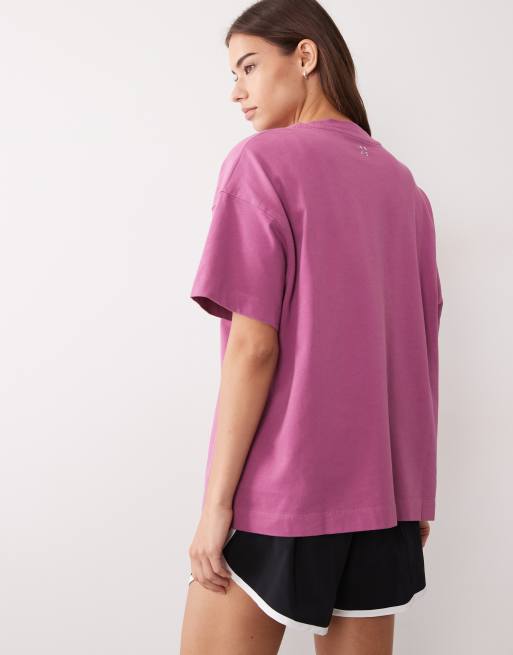 4505 Icon heavyweight cotton oversized t-shirt with quick-dry finish in berry, 4 of 4