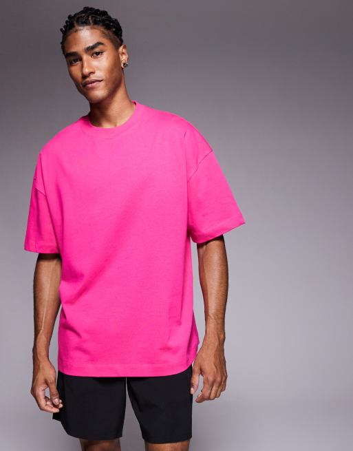 4505 Icon heavyweight cotton oversized T-shirt with quick dry finish in bright pink