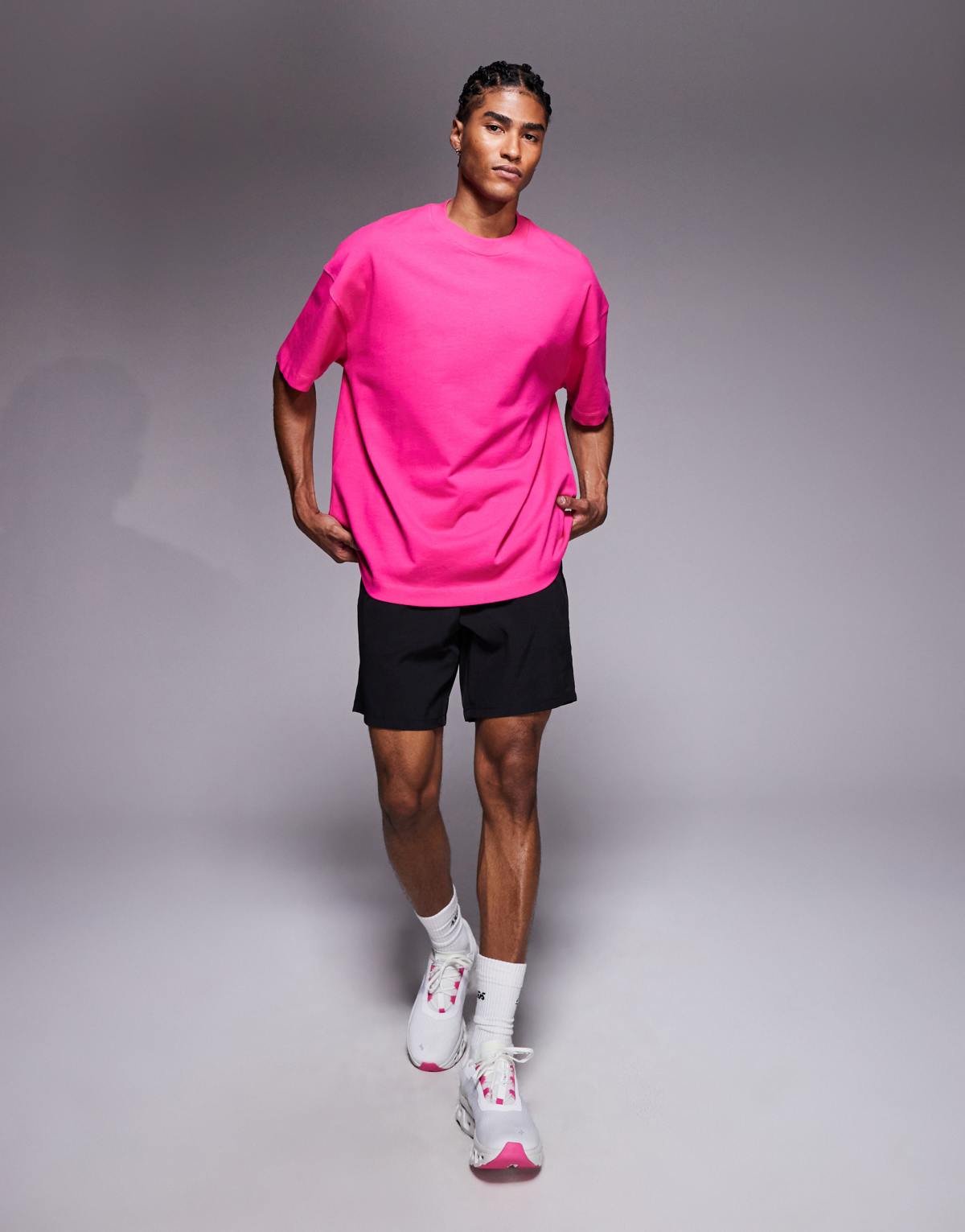4505 Icon heavyweight cotton oversized t-shirt with quick dry finish in bright prink