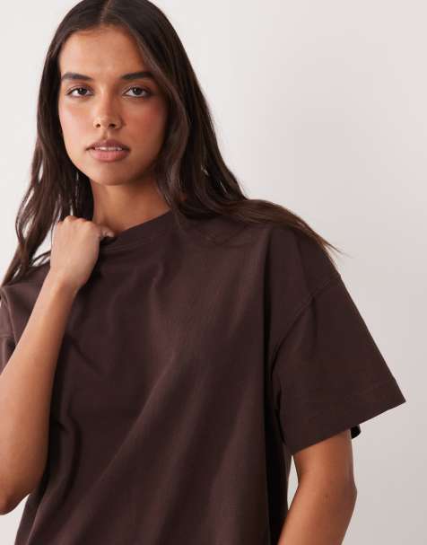 4505 Icon heavyweight cotton oversized t-shirt with quick dry finish in chocolate - view 1
