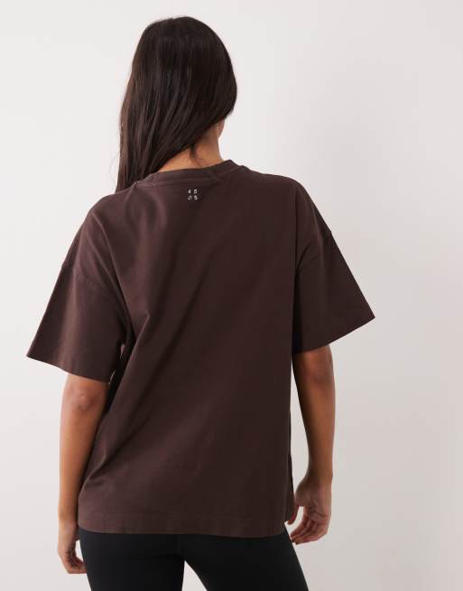 4505 Icon heavyweight cotton oversized t-shirt with quick dry finish in chocolate, 4 of 4