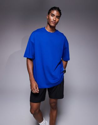 4505 Icon heavyweight cotton oversized T-shirt with quick dry finish in cobalt blue - view 1