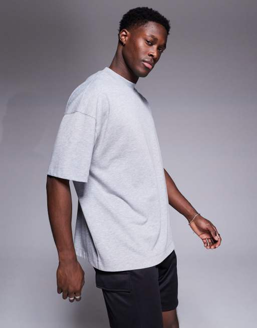 4505 Icon heavyweight cotton oversized t-shirt with quick dry finish in grey marl, 2 of 4