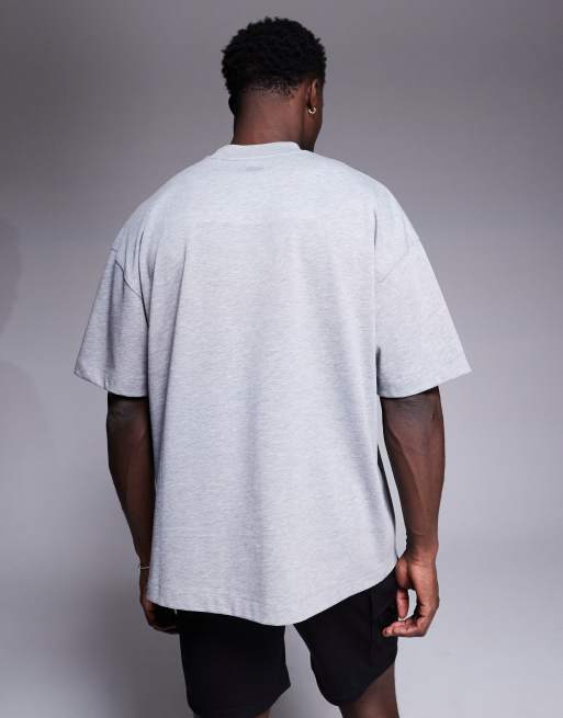 4505 Icon heavyweight cotton oversized t-shirt with quick dry finish in grey marl, 4 of 4