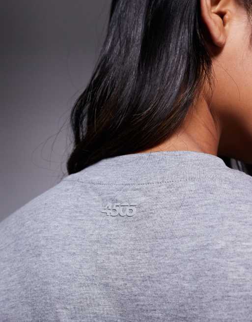 4505 Icon heavyweight cotton oversized t-shirt with quick dry finish in grey marl, 4 of 4