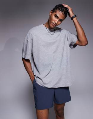 4505 Icon Heavyweight Cotton Oversized T-shirt With Quick Dry Finish In Gray