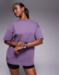 [ASOS] 4505 Icon heavyweight cotton oversized t-shirt with quick dry finish in heather-Purple 8 Heather
