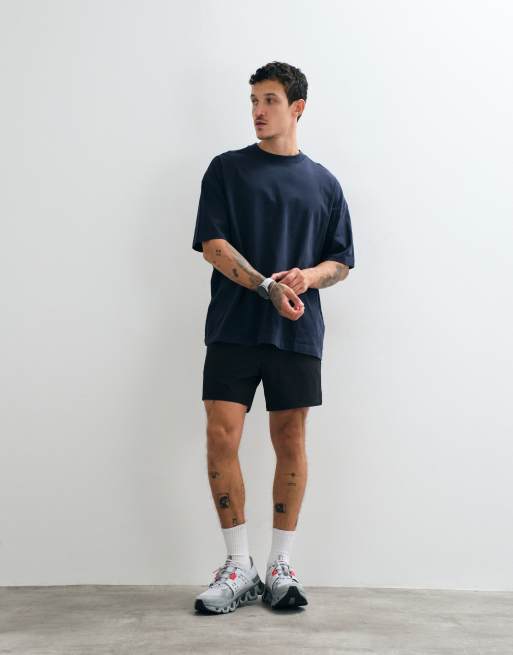 4505 Icon heavyweight cotton oversized t-shirt with quick dry finish in navy, 3 of 5