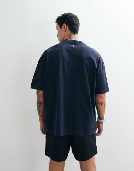 4505 Icon heavyweight cotton oversized t-shirt with quick dry finish in navy, 5 of 5