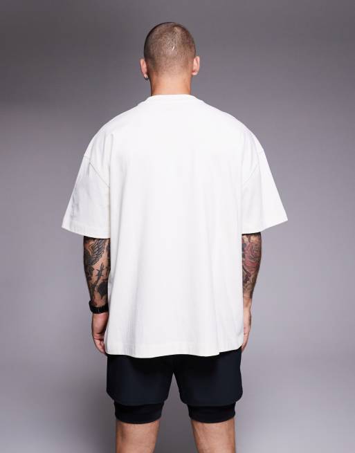 4505 Icon heavyweight cotton oversized t-shirt with quick dry finish in off white, 4 of 5