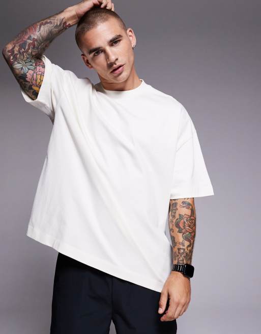 4505 Icon heavyweight cotton oversized t-shirt with quick dry finish in off white, 5 of 5