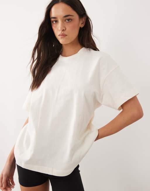 4505 Icon heavyweight cotton oversized t-shirt with quick dry finish in off white, 2 of 4