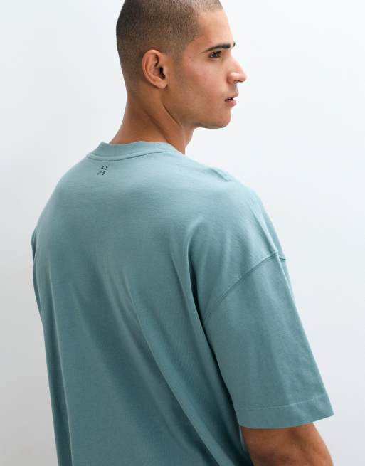 4505 Icon heavyweight cotton oversized t-shirt with quick dry finish in oil blue, 3 of 5