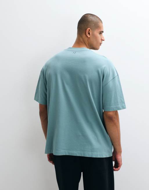 4505 Icon heavyweight cotton oversized t-shirt with quick dry finish in oil blue, 4 of 5