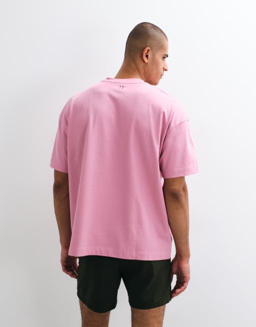 4505 Icon heavyweight cotton oversized t-shirt with quick dry finish in pink wash, 5 of 5