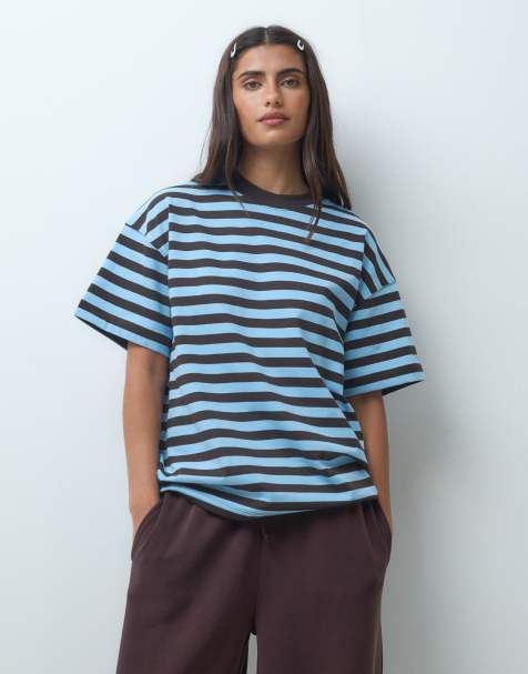 4505 Icon heavyweight cotton oversized t-shirt with quick dry finish in stripe - view 1