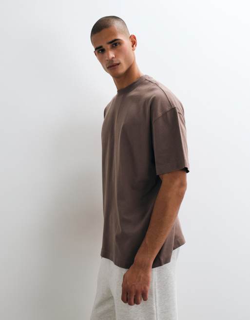 4505 Icon heavyweight cotton oversized t-shirt with quick dry finish in taupe brown, 3 of 5