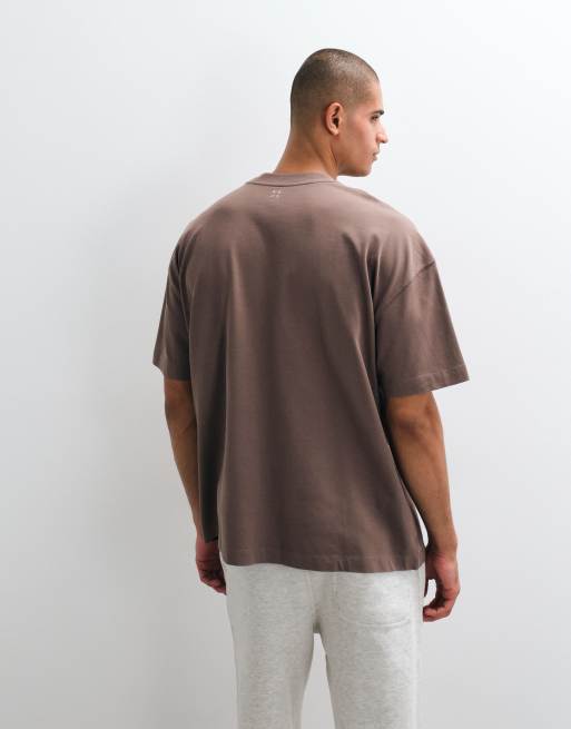 4505 Icon heavyweight cotton oversized t-shirt with quick dry finish in taupe brown, 4 of 5
