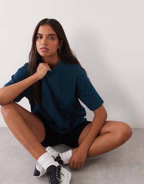 4505 Icon heavyweight cotton oversized t-shirt with quick dry finish in teal blue - view 1