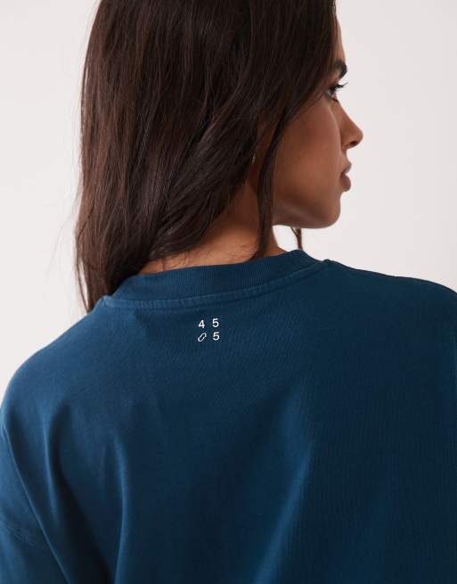 4505 Icon heavyweight cotton oversized t-shirt with quick dry finish in teal blue, 3 of 4