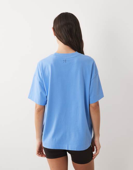 4505 Icon heavyweight cotton oversized t-shirt with quick dry finish in washed azure blue, 4 of 4