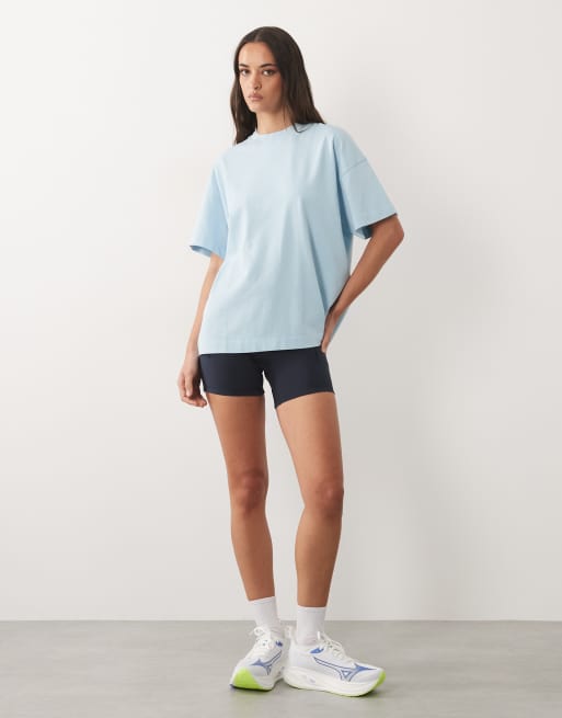 4505 Icon heavyweight cotton oversized t-shirt with quick dry finish in washed baby blue, 3 of 4
