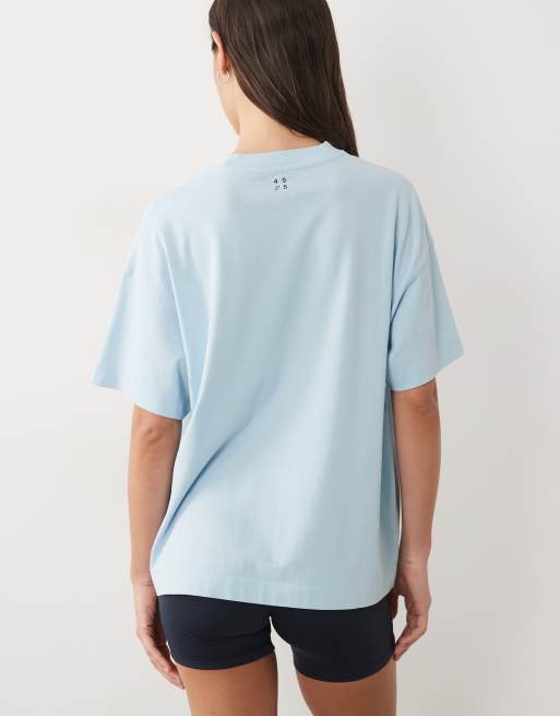 4505 Icon heavyweight cotton oversized t-shirt with quick dry finish in washed baby blue, 4 of 4