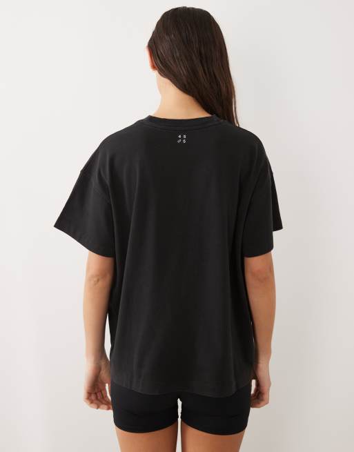4505 Icon heavyweight cotton oversized t-shirt with quick dry finish in washed black, 4 of 4