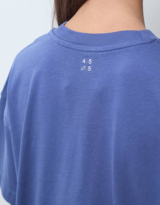 4505 Icon heavyweight cotton oversized t-shirt with quick dry finish in washed blue, 3 of 5