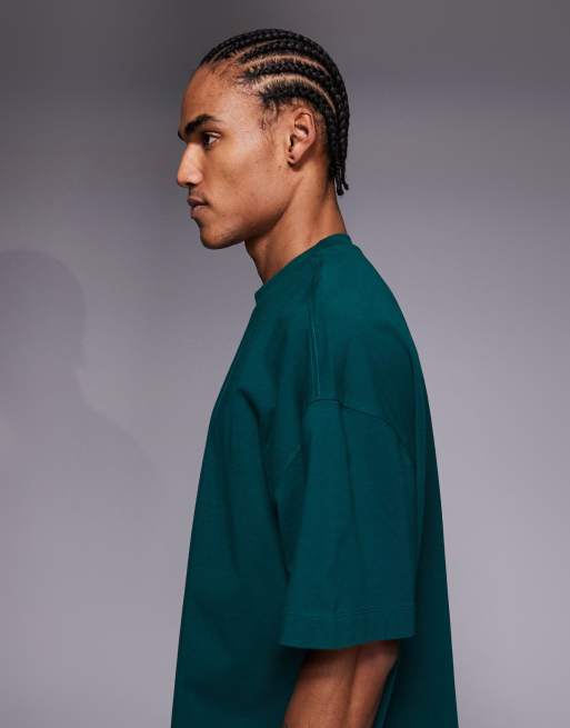 4505 Icon heavyweight cotton oversized t-shirt with quick dry finish in washed bottle green, 4 of 5