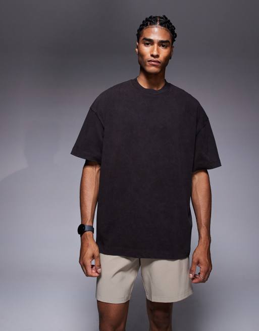 4505 Icon boxy heavyweight cotton t-shirt with quick dry finish in washed brown 