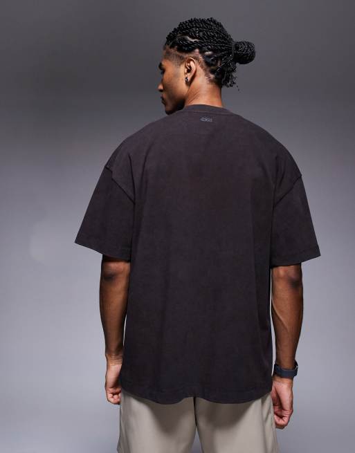 4505 Icon boxy heavyweight cotton t-shirt with quick dry finish in washed brown 