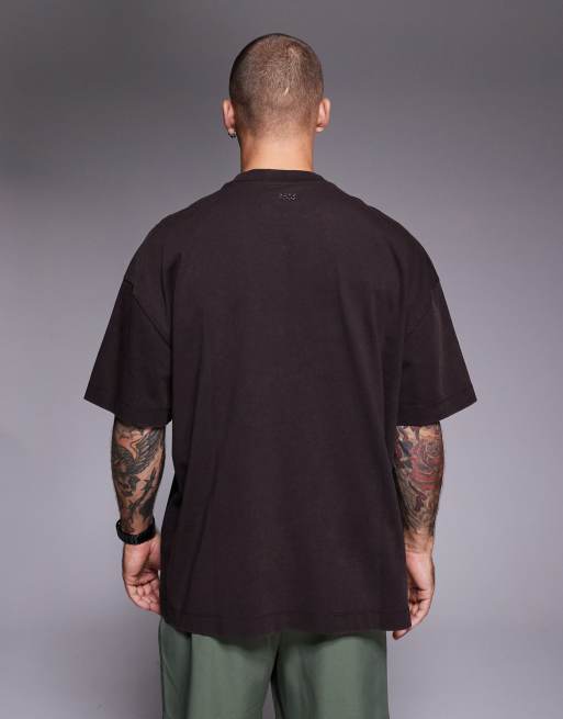 4505 Icon heavyweight cotton oversized T-shirt with quick dry finish in washed coffee