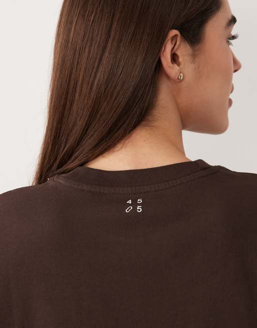 4505 Icon heavyweight cotton oversized t-shirt with quick dry finish in washed espresso, 4 of 4