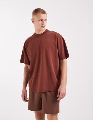 4505 Icon Heavyweight Cotton Oversized T-shirt With Quick Dry Finish In Brown