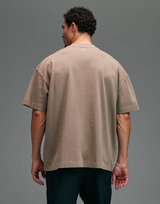 4505 Icon heavyweight cotton oversized t-shirt with quick dry finish in washed sandstone, 4 of 5