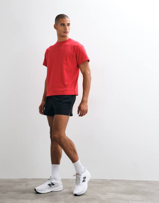 4505 Icon heavyweight cotton shrunken boxy fit t-shirt with quick dry finish in deep red, 2 of 5