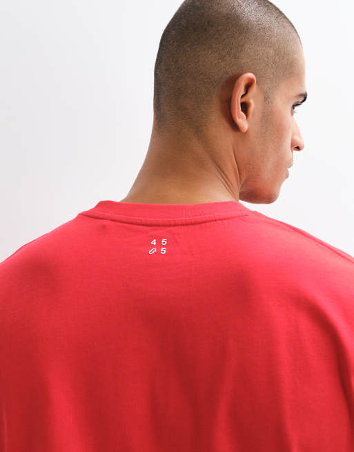 4505 Icon heavyweight cotton shrunken boxy fit t-shirt with quick dry finish in deep red, 3 of 5