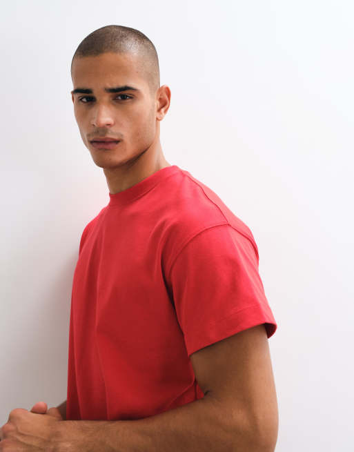 4505 Icon heavyweight cotton shrunken boxy fit t-shirt with quick dry finish in deep red, 4 of 5