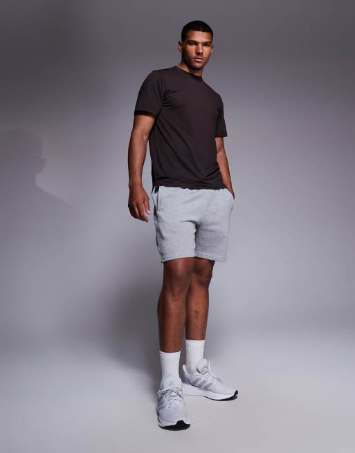 4505 Icon heavyweight cotton sweat shorts with quick dry finish in gray heather, 2 of 5