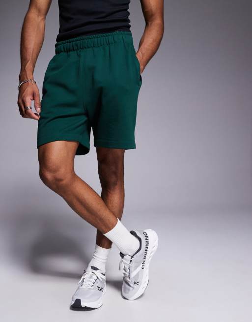 4505 Icon heavyweight cotton sweat shorts with quick dry finish in pine green, 2 of 5