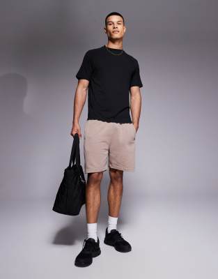 4505 Icon heavyweight cotton sweat shorts with quick dry finish in washed stone - view 1