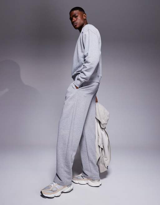 4505 Icon heavyweight cotton wide leg joggers with quick dry finish in grey marl, 3 of 5