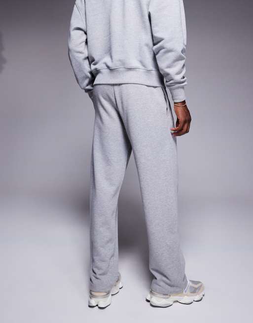 4505 Icon heavyweight cotton wide leg joggers with quick dry finish in grey marl, 4 of 5